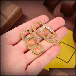 Stud Earrings Jewellery 21Ss Copper Letter For Women Simple Elegant Classic Designer Letters 18K Gold Plated Eearring Drop Delivery 2021 38Qk6