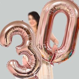 Decoration 32/40inch Number Aluminum Foil Balloons Rose Gold Silver Digit Figure Balloon Child Adult Birthday Wedding Decor Supplies