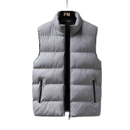 Sleeveless Down Jacket,Winter New, Men's Down Vest, Solid Color,Zipper Door,Pocket Decoration,Warm,Comfortable,Four Colors,M-5XL G1108