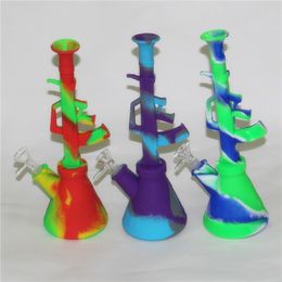 unbreakable shisha hookah portable water pipes silicone bongs tobacco smoking pipe with 14mm joint glass bowl concentrate dab straw