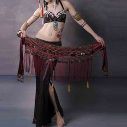 3 Colours Sexy Tassel Hip Scarf Ethnic Tribal Belt Performance Clothes Belly Dance Waist Chain