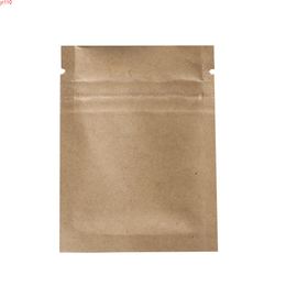 6x8cm (2.25x3in) 100pcs Right angle Reclosable Package Flat Pouch 14 Wire Tear Notch Brown Kraft ZipLock Mylar Bagsgoods