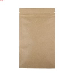 12x20cm/4.75x7.75in Tear Notch Reclosable Brown Flat Pouch Kraft Paper Zip Lock Bag With Clear Window 100pcsgoods