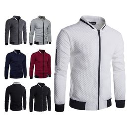 Men's Casual Plaid Cardigan Sweatshirts Style Zipper Stand Collar Sport Coats Autumn Winter Long Sleeve Hooded Jacket 210813