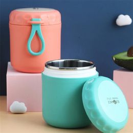 304 Stainless Steel Insulated Lunch Box Soup Holder Portable Food Container For Picnic School Office Handheld Soup Cup Thermos 210818