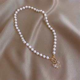 Trend Pearls Chokers Necklaces Exquisite Zircon Butterfly Necklace Women Jewellery Valentine's Day Gifts