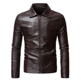 Autumn and Winter Slim Fitting Men Business Casual Leather Jacket Men