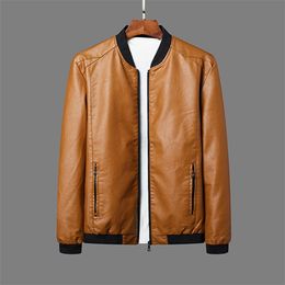 Jackets Men Brand Clothing PU Leather Jacket Plus Size Blazer Casual s Motorcycle Windbreake 5XL 6XL 7XL 8XL 210923