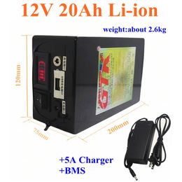 Rechargeable 12v fish finder battery 12v 20Ah 3.7V lithium ion battery pack with bms for 360w 12v fish finder+12.6V 5A Charger