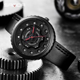 Wristwatches SANDA Design Mens Watches Fashion Quartz Watch For Men Leather Straps Men's Wristwatch Casual Sport Relojes Para Hombre 1043