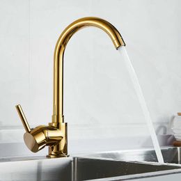 Luxury Gold Kitchen Faucet Gold Brass for Cold and Mixer Tap Sink Faucet Vegetable Washing Basin Brushed Brass 210724
