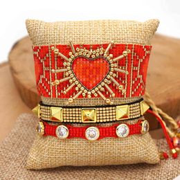 SHINUSBOHO Women's MIYUKI Evil Bracelet Red Turkish Eye Pulseras Mujer Moda 2020 Armband Crystal Jewelry Whole