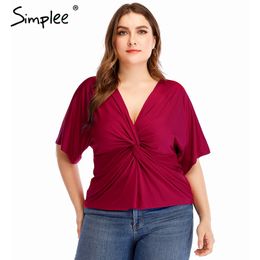Sexy elegant v neck plus size blouse shirt Women green fitness club blouses and Summer casual solid ladies tops 210414