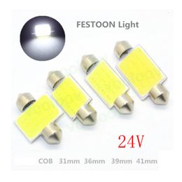 50Pcs White Festoon LED COB Bulbs 31mm 36mm 39mm 41mm Car Bulb For Auto Dome Map Reading License Plate Lights 24V