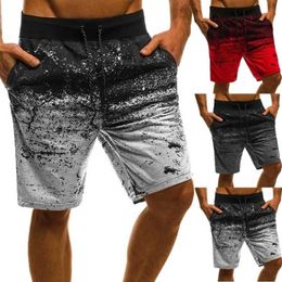 Men Casual Shorts Fashion Printed Joggers Short Sweatpants Summer Drawstring Hip Hop Slim Workout Plus Size 210714