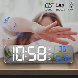 Music LED Digital Alarm Clock Temperature Date Display Desktop Mirror Clocks Home Table Decoration Electronic Clock 2000 mAh