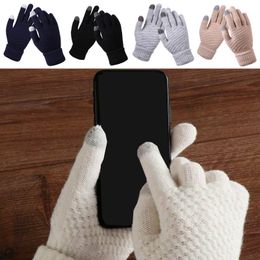 Women's Cashmere Knitted Winter Gloves Cashmere Knitted Women Autumn Winter Warm Thick Gloves Touch Screen Skiing Gloves