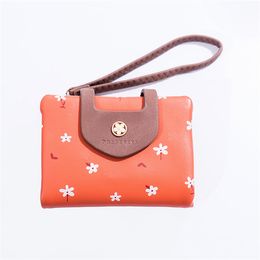 Flower Small Zipper Women Short Pu Leather Card Wallet Fashion Female Purse