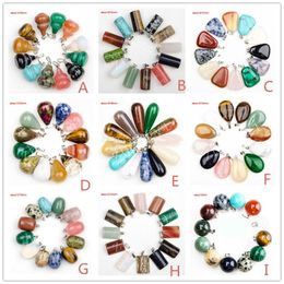 Fashion Water Drop Healing Crystal Charms Point Turquoise Amethyst Rose Quartz Chakra Heart Moon Natural Stone Pendants For Necklaces Jewellery Making