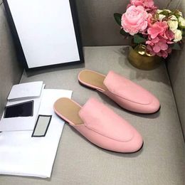 Muller slippers womens real leather bag head half drag summer wear fashion lazy flat bottom French retro no heel sandal horse buckle British style