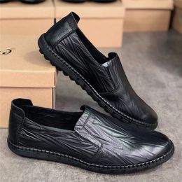 High Quality Designer Mens Dress Shoes Luxury Loafers Driving Genuine Leather Italian Slip on Black Casual Shoe Breathable With Box 050