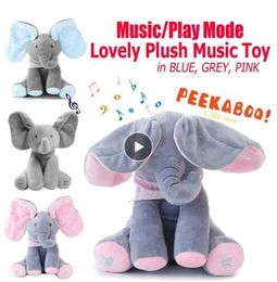 Elefante brinquedos recheados para crianças kawaii música elétrica agitar o presente de brinquedo de pelúcia boneca de orelha com músicas inglesas falar falar co25