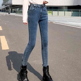 Autumn Fashion Vintage Skinny Jeans Women High Waist Blue Black Woman Adjustable Elastic Plus Size Denim Trousers 11708 210508