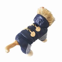 Thickening Warm Jacket Winter Dog Clothes Pet Coat Clothing Hooded Jumpsuit Warm Clothes For Dogs 211106