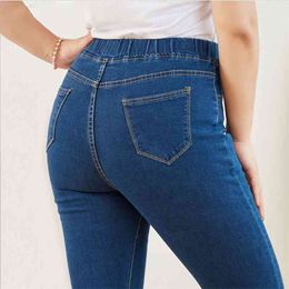 Plus Size Skinny Jeans for Women Good Elastic Waist Stretchy Material Tummy Control Mom 5XL 6XL Curvy 210708