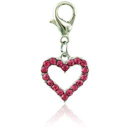 2021 Floating Fashion Charms With Lobster Clasp Dangle Rhinestone Peach Heart Charms For Jewellery Making DIY Accessories