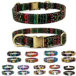 Silver Large Dogs Pet Dog Collars Comfortable Colourful Alloy Buckle Lettering Adjustable Collar Fadeproof Canvas Sublimation Printing Designer Belt Bohemian