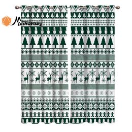 Curtain & Drapes Snowman Elk Christmas Tree Theme Curtains Window Living Room Kitchen Indoor High Blackout