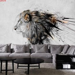 Custom Photo 3D Wall Murals Wallpaper Creative Abstract Lion Art Painting Hotel Living Room Bedroom Background Decorationgood quatity