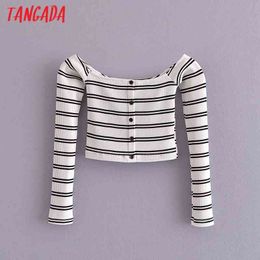 Women Striped T Long Sleeve Off Shoulder Tees Ladies Casual Tee Shirt Street Wear Top 3W51 210416