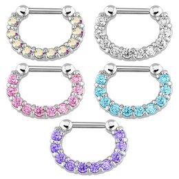 14g rings UK - Septum Clicker Rings Gem Or Plain Nose 316L Steel 1.6mm 14G Hinged Unique Body Piercing Jewelry For Women
