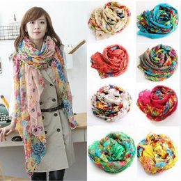 10pcs Fashion Spring and Autumn Long Scarf Womens Floral Oversized Scarves Shawl Voile