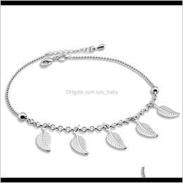 Drop Delivery 2021 Lady 925 Sterling Anklets Concise Style The Shell Pendant Summer Womens Foot Sier Jewellery 26Cm Chains Birthday Present F12