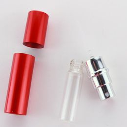 5ml glass liner spray bottle anodized Aluminium shell cosmetic perfume sub-bottles empty flat-head