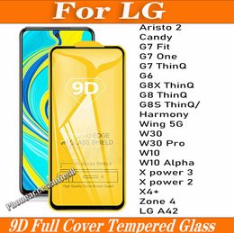9D Full Cover gehärtetes Glas Handy-Displayschutz für LG Aristo 2 Candy G7 Fit One ThinQ G6 G8X G8 G8S Harmony Wing 5G W30 PRO W10 A42 X POWER