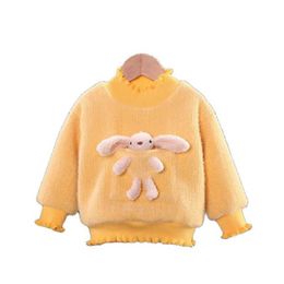 Autumn and Winter New Boys and Girls Fashion Round Neck Solid Color Pocket Yellow Sweater Jacket Warm 1-4T Y1024