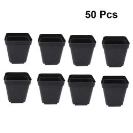 50pcs Flower Pots Plant Pot Cartoon Square Cute Plastic Creative Mini Flower Pots Flower Holder Flowerpot Vase For Y0910