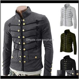 Jackets Outerwear & Coats Mens Clothing Apparel Drop Delivery 2021 Solid Men Gothic Jacket Steampunk Tunic Rock Frock Uniform Male Vintage Pu