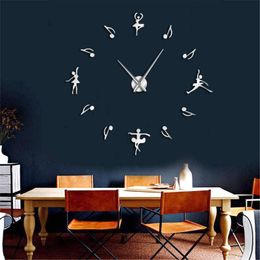 Wall Clocks Ballet Dancers Music Notes Giant Clock Ballerinas Decor DIY Large Modern Design Lovers Gift
