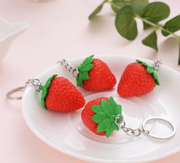 Simulation Fruit Strawberry Pendant Keychain Key Chain Bag Hanging Decor Creative Trinket Charm for Women Purse Charms Keyring