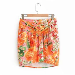 Summer Women Print Skirts Bohemian High waist Sashes Sexy Mini Skirt Female Casual Street Clothing 210513