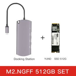 Portable type C Hard Drive enclosure M.2 NGFF Hub docking station USB 3.0 HD-Compatible RJ45