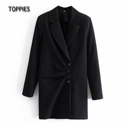 Toppies Black Blazer Dress Office Ladies Long Blazer Women Oversize Suit Jacket Fashion Streetwear 210412