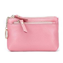 Wallet 2021 Coin Female Purses Genuine Leather Women Cash Card Holder Key Short Girls Small Double Zippers Mini