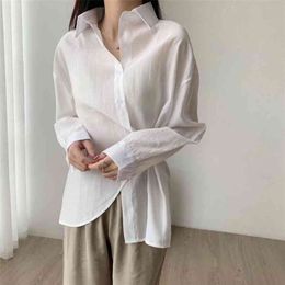Summer Shirts See Through Blouse Tops Woman Korea Asymetrical Streetwear Solid Color 210421