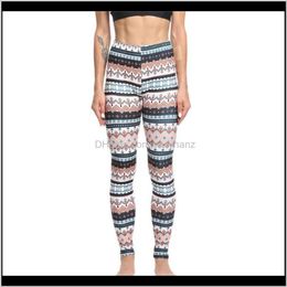 Clothing Apparel Drop Delivery 2021 Sexy Sport Womens Casual Christmas Print High Waist Sports Fitness Hips Leggings Squat Proof Pants Ma5Ln